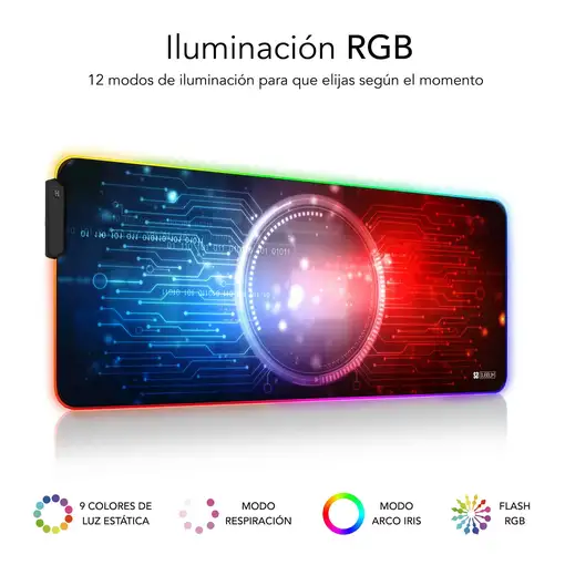 Alfombrilla Ratón Con Luz Led Rgb Extra Grande Chip