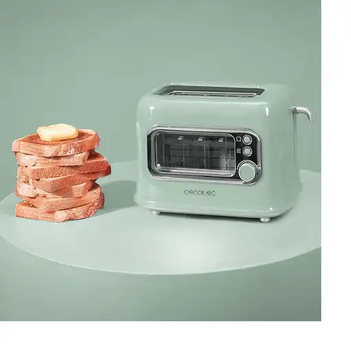 Cecotec RetroVision Green 5 2 rebanada(s) 700 W Verde claro, Acero inoxidable