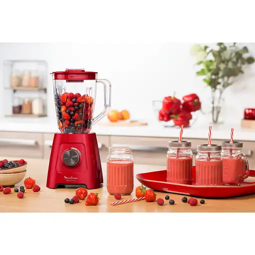 Moulinex LM420510 licuadora 2 L Batidora de vaso 550 W Rojo, Transparente
