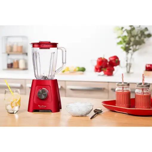 Moulinex LM420510 licuadora 2 L Batidora de vaso 550 W Rojo, Transparente