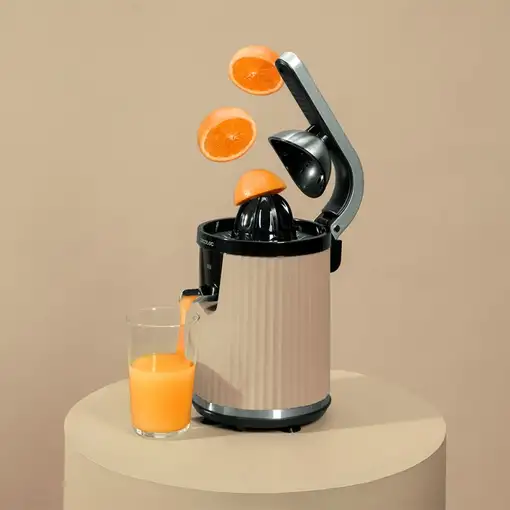 Cecotec Xqueeze RetroJuice 600 Exprimidor lenta 600 W Beige, Negro, Acero inoxidab