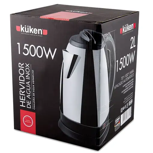 Küken 33670 tetera eléctrica 2 L 1500 W Negro, Acero inoxidable