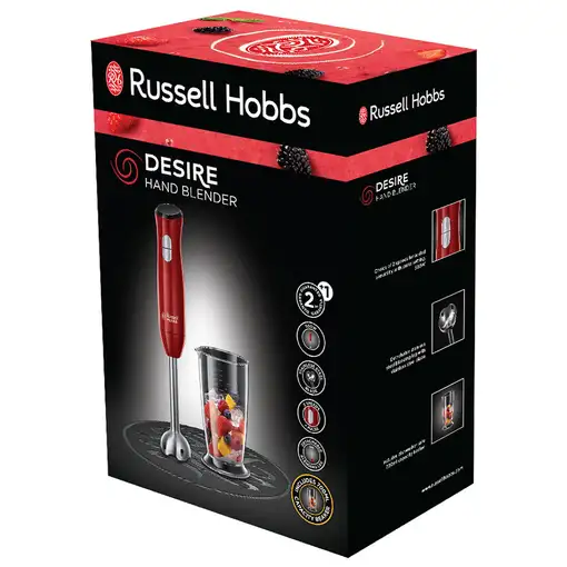 Russell Hobbs Desire 0,7 L Batidora de inmersión 500 W Rojo, Acero inoxidable