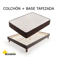 Pack Colchon y Base Tapizada Gris Con Patas | Medidas 180 x 200 | Descansin