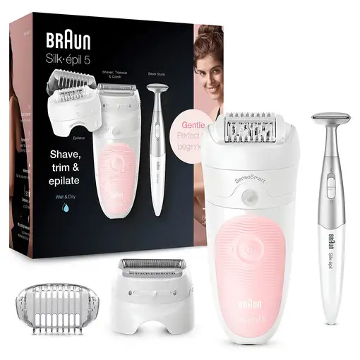 Braun Silk-épil 5 81706349 depiladora 28 pinzas Blanco, Rosa