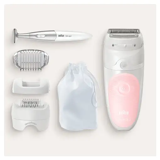 Braun Silk-épil 5 81706349 depiladora 28 pinzas Blanco, Rosa
