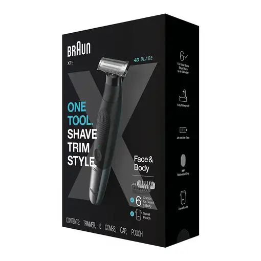 Braun Series X XT5200 Máquina de afeitar de láminas Recortadora Negro, Metálico