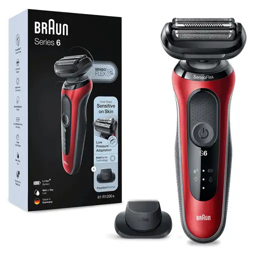 Braun Series 6 61-R1200s Máquina de afeitar de láminas Recortadora Negro, Rojo Braun Series 6 61-R1200s Máquina de afeitar de láminas Recortadora Negro, Rojo