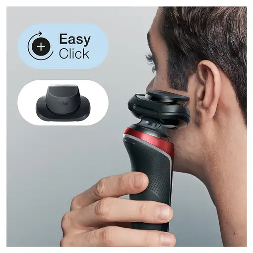 Braun Series 6 61-R1200s Máquina de afeitar de láminas Recortadora Negro, Rojo