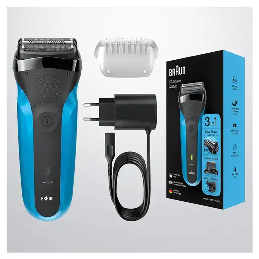 Braun Series 3 310BT Máquina de afeitar de láminas Recortadora Negro, Azul