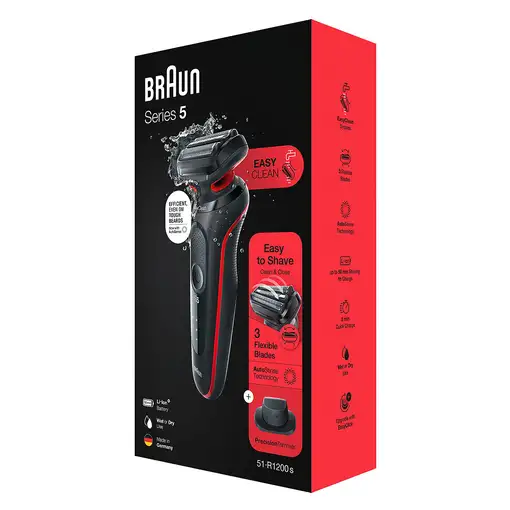 Braun Series 5 51-R1200S afeitadora Máquina de afeitar de láminas Recortadora Negr