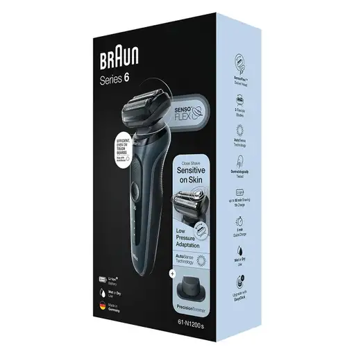 Braun Series 6 61-N1200s Máquina de afeitar de láminas Recortadora Negro