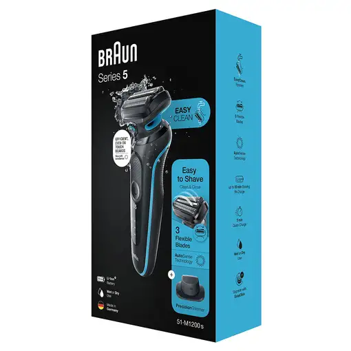 Braun Series 5 51-M1200s afeitadora Máquina de afeitar de láminas Recortadora Negr