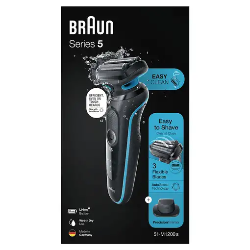 Braun Series 5 51-M1200s afeitadora Máquina de afeitar de láminas Recortadora Negr