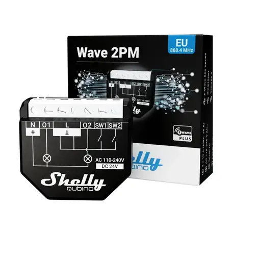 Shelly Qubino WAVE 2PM Interruptor inteligente Negro