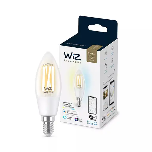 WiZ Bombilla con filamento transparente 40 W C35 E14