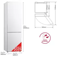 LG GBV22NCCSW nevera y congelador Independiente 387 L C Blanco