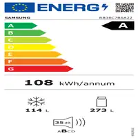 Samsung Frigorífico Combi Bespoke Negro 387L Clasificación Energética A con Smart