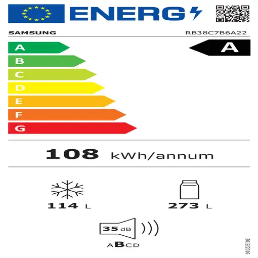 Samsung Frigorífico Combi Bespoke Negro 387L Clasificación Energética A con Smart