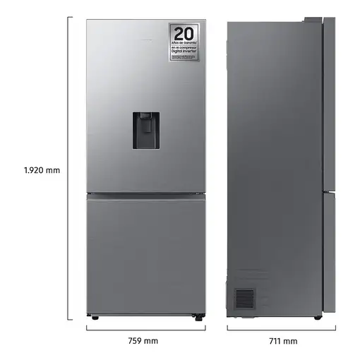 Samsung Series 8 Frigorífico Combi 192cm 505L Clase E Inox RB50DG632ES9EF