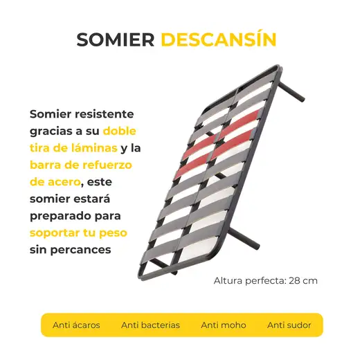 Pack Colchon Descansin + Somier con patas 140 x 190 | Alta Firmeza | Silencioso