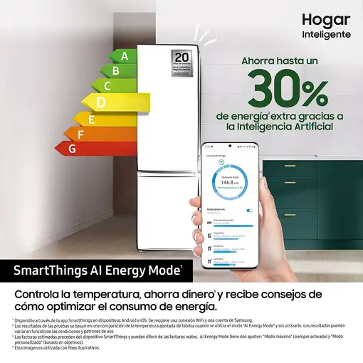 Frigoríficos сombis Independiente 390 L Acero inoxidable RB38C602DSA/EF SAMSUNG