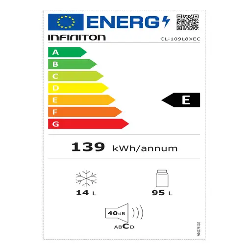 Infiniton CL-109L8XEC nevera combi Independiente 109 L Acero inoxidable
