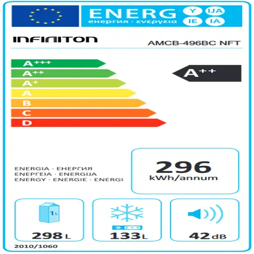 Infiniton AMCB-496BC NFT nevera puerta lado a lado Independiente 431 L Negro