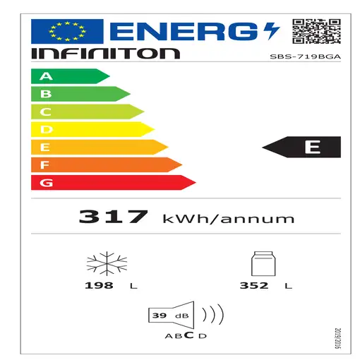 Infiniton SBS-719 BGA nevera puerta lado a lado Independiente 559 L Negro