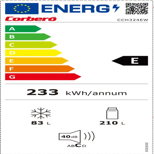 Corbero CCH324EW nevera y congelador Independiente 293 L E Blanco