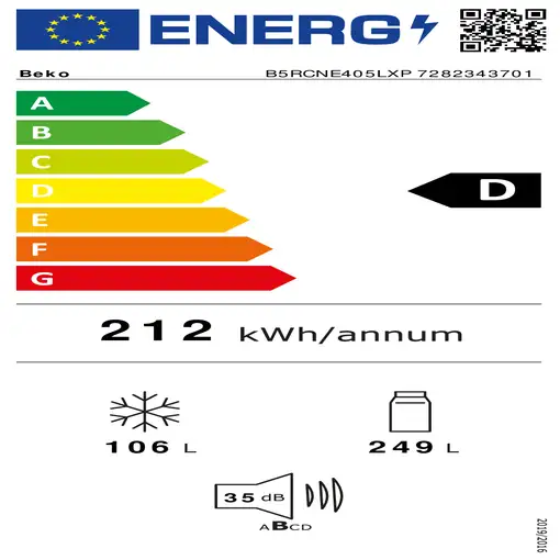 Beko B5RCNE405LXP Independiente 355 L D Acero inoxidable