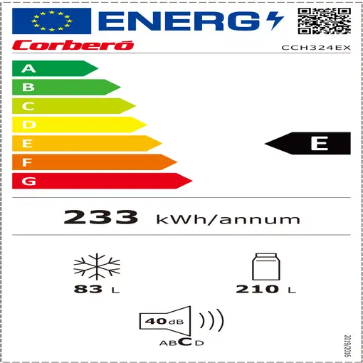 Corbero CCH324EX nevera y congelador Independiente 293 L E Acero inoxidable