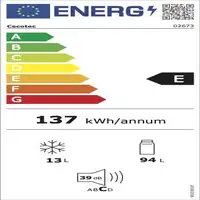 Cecotec 02673 nevera combi Bajo encimera 107 L E Blanco