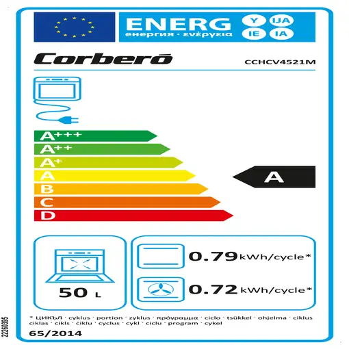 Corbero CCHCV4521M horno 50 L 2300 W Negro, Acero inoxidable