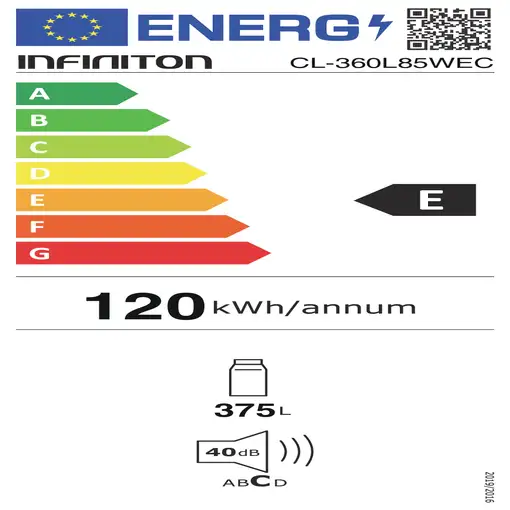 Infiniton CL-360L85WEC Congelador vertical Independiente 375 L E