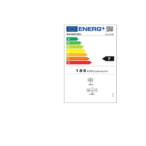 Infiniton CV-51N Congelador vertical F Negro
