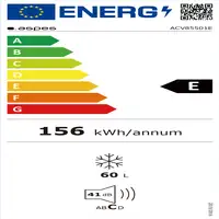 Aspes ACV85501E congelador Congelador vertical Independiente 60 L E Blanco
