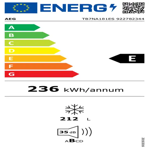 AEG TB7NA181ES Congelador vertical Integrado 212 L E Blanco