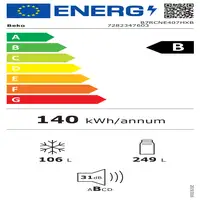 Beko B7RCNE407HXB nevera y congelador Independiente 355 L B Acero inoxidable