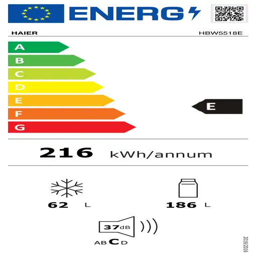 Haier 2D 55 Series 6 HBW5518E Integrado 248 L E Blanco