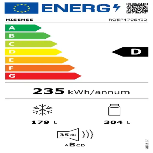 Hisense RQ5P470SYID nevera puerta lado a lado Independiente 483 L D Acero inoxidab