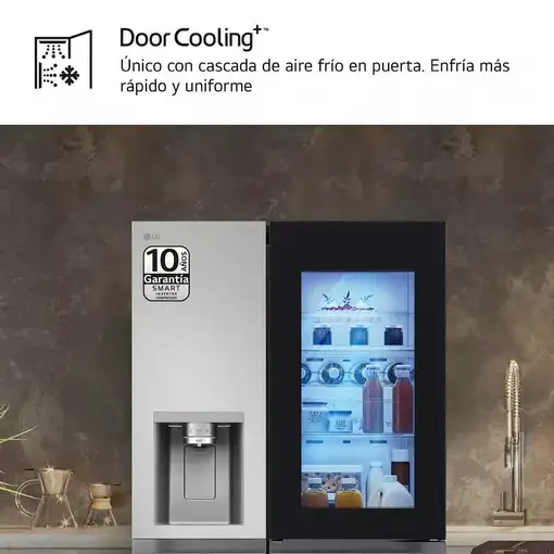 LG InstaView Frigorífico Side By side , Serie 800, Door-In-Door, Clasificación D,