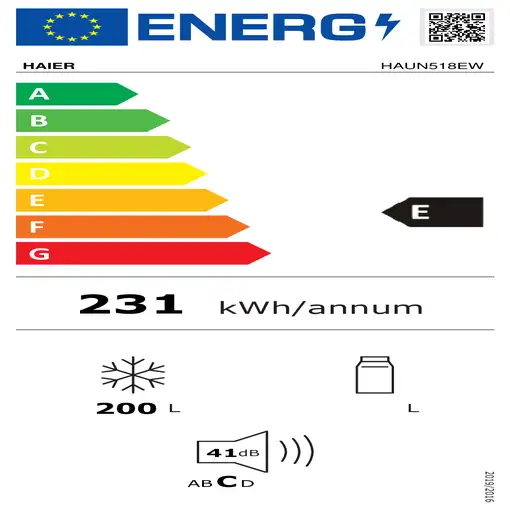 Haier HAUN518EW Congelador vertical Integrado 200 L E Blanco