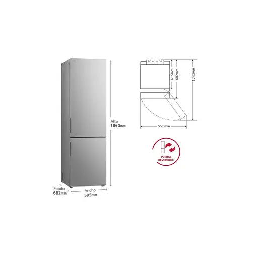 LG GBV21NCDPY nevera y congelador Independiente 344 L D Acero inoxidable