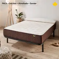 Pack Colchon + Almohada Viscoelastica + Somier Descansin | Medida 140 x 200