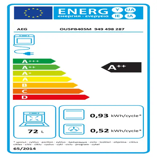 AEG Series 5000 OU5PB40SM 72 L 2990 W Negro, Acero inoxidable