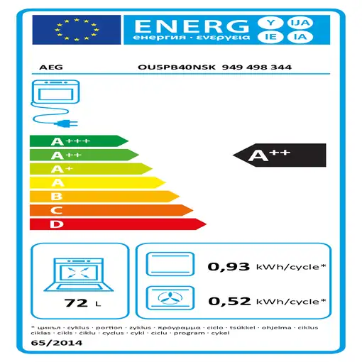 AEG Series 5000 OU5PB40NSK 72 L 3490 W Negro