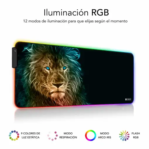 Alfombrilla Ratón Xl Con Luz Led Rgb 9 Colores León