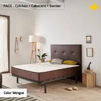 Pack Colchon + Cabecero Tapizado + Somier Descansin | 90 x 190 | Wengue