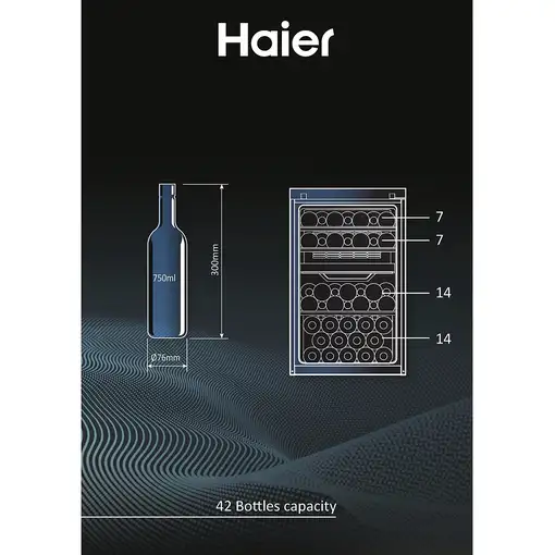 Haier Wine Bank 50 Serie 7 HWS42GDAU1 Nevera de vino Independiente Negro 42 botell